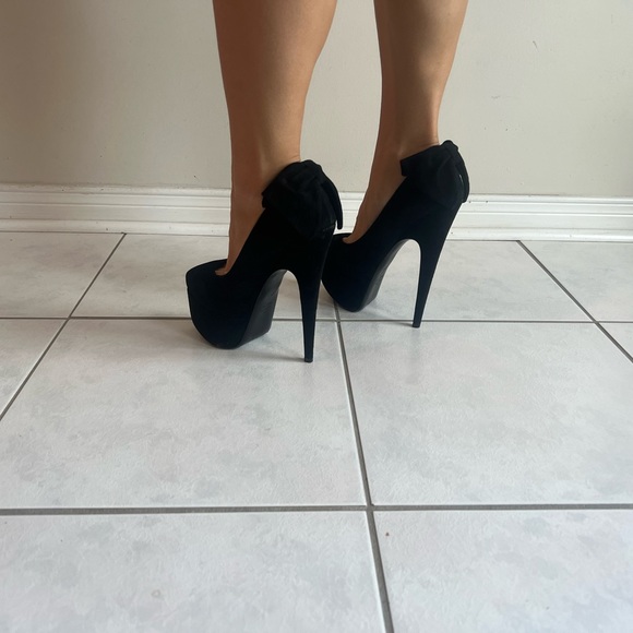 🖤 Giuseppe Zanotti Black Suede Debra Bow Platform Pumps Size 35 - Picture 14 of 14